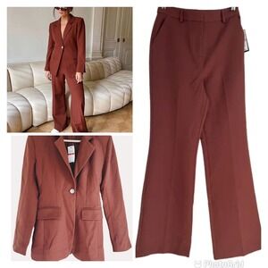 Danielle Bernstein Warm Brown Rhinestone One Button Blazer SUIT X-SMALL